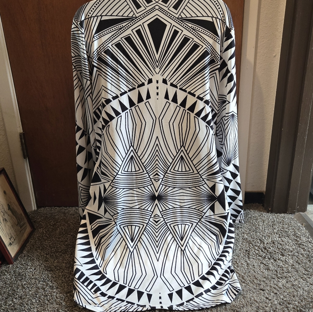 Gorgeous black & white geometric kimono style dress szXL no brand - Picture 6 of 8